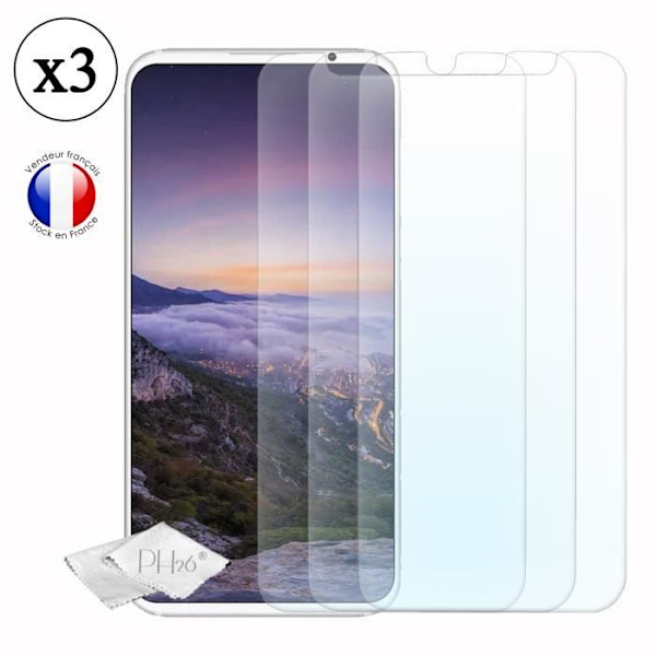 Meizu 16s Pack 3 näytönsuojat erittäin läpinäkyvästä karkaistusta lasista, erittäin kestävä, erittäin ohut, jälkiä estävä, asennus