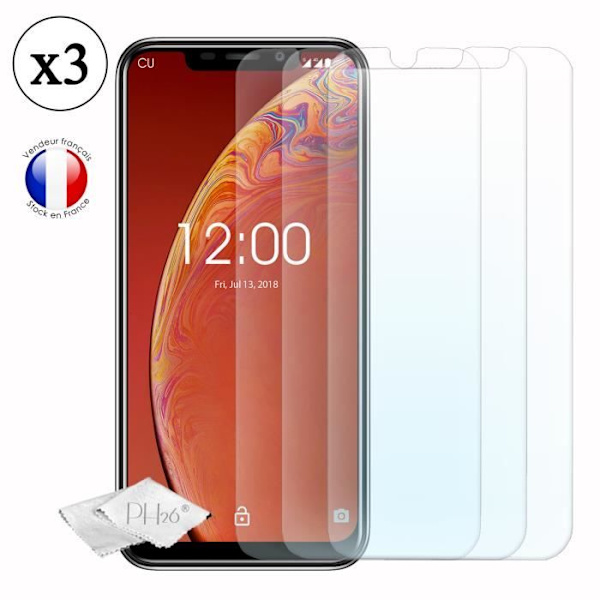 Super Pack for Oukitel C13 pro Nahkatyylinen takakotelo iskunkestävällä silikonigeelillä + 3 näytönsuojakalvoa