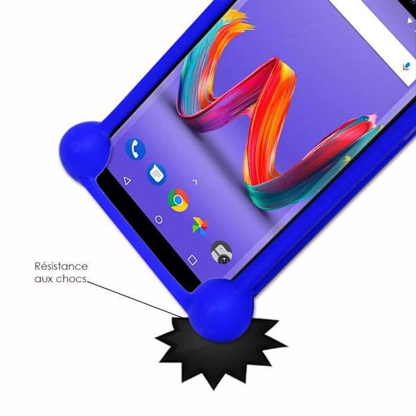 Coque - Wiko - Harry 2 - Antichock - Silikon - 3 Härdat glas Blå