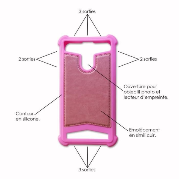 Pink læder-stil bagcover med anti-shock silikone gel konturer [tillader trådløs opladning] kompatibel med Hisense H12 Lite