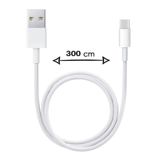 3 meter type C kabel til Samsung Galaxy S20+ SD865 Hurtig opladning-dataoverførsel Vit