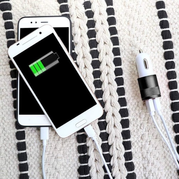 Cigarettænder USB Oplader til Oppo K12 Plus - Dual Ports Ultra Hurtig USB X2 Biloplader 12/24V