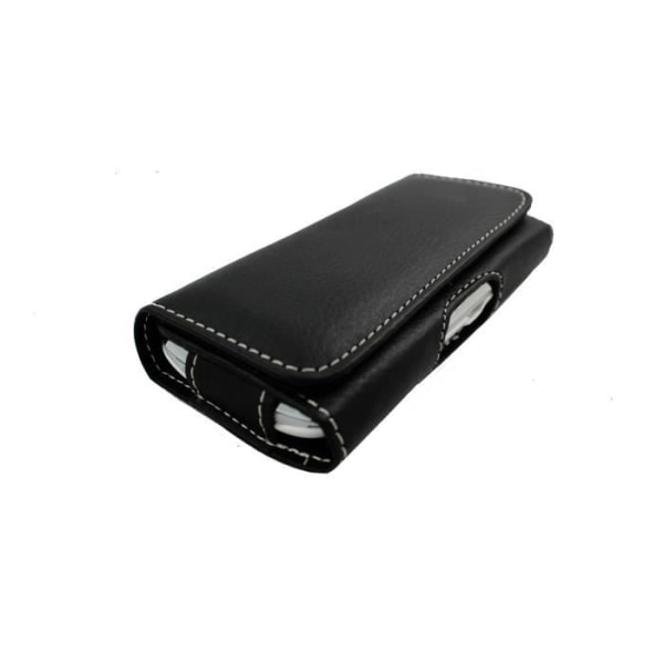 Fodral - LG - Optimus F6 - Texturat läder - Bältesklämma - Magnetisk stängning Svart