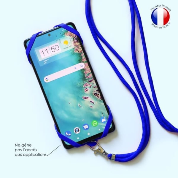 Silicone cover compatible with Sony Xperia 1 II shockproof with adjustable neck strap - BLÅ