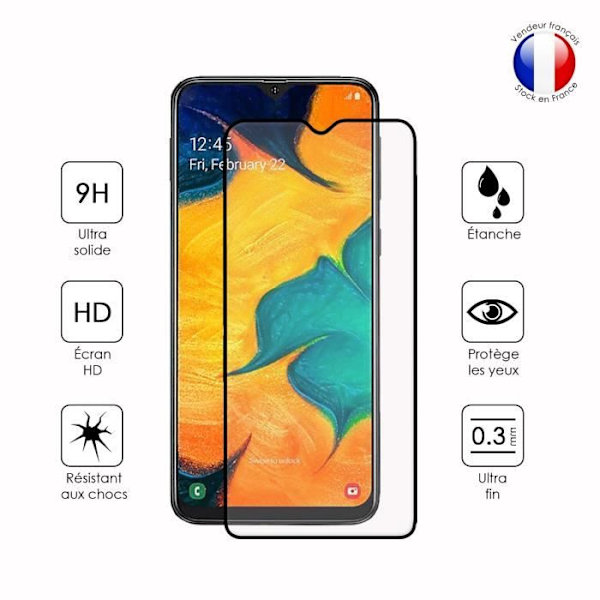 Pakkaa 3 FULL-suojakalvoa Samsung Galaxy A40s:lle erittäin kestävästä karkaistusta lasista (maksimikovuus) Vit