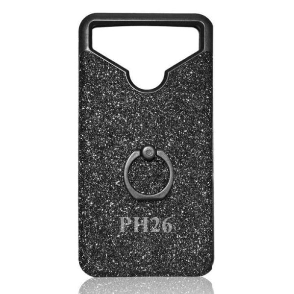 HTC Desire 830 Black back cover med diamant rhinestone effekt og anti-shock silikone gel konturer med ring til selfies, fotos og