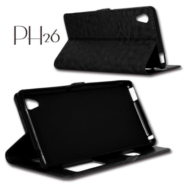 Sort folio vindueskasse cover til SONY XPERIA C4 by PH26®