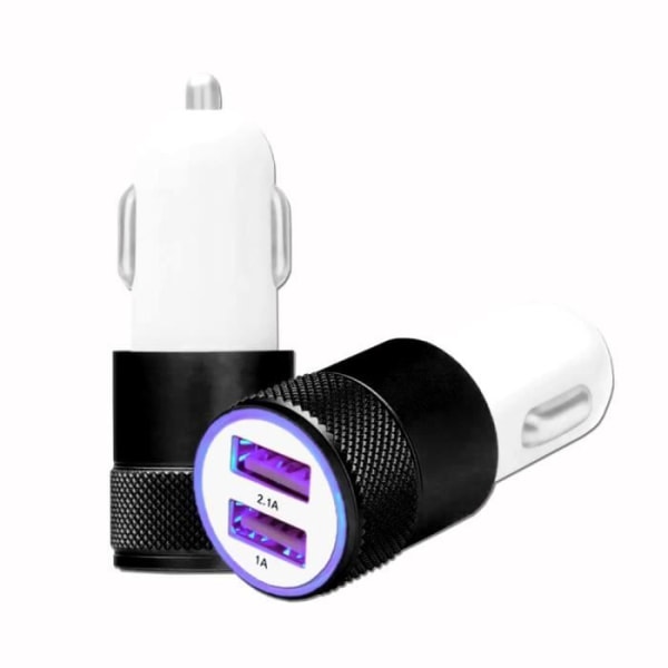 Svart USB cigarettändare billaddare Dubbla portar Ultrasnabb USB X2 billaddare 12-24V för Xiaomi Redmi 9C