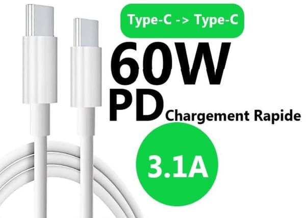 Latauskaapeli - PH26 - USB C USB C:hen - 1 metri - 3.1A PD - Yhteensopiva Sharp Basio Active2