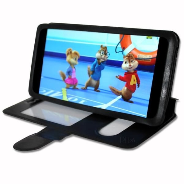 Blackview BV5800 Pro Extra Slim Black Folio Case X 2 Windows i ekologiskt kvalitetsläder med magnetisk stängning och sömmar