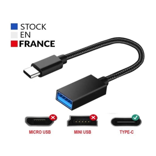 USB-C till USB-A OTG-adapterkabel för nubia Red Magic 8 Pro Global - USB C hane till USB A hona nylonflätad aluminium