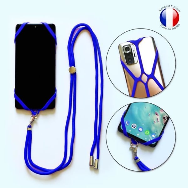 Silicone cover cord compatible with Infinix Hot 9 Play shockproof with adjustable neck strap - BLÅ