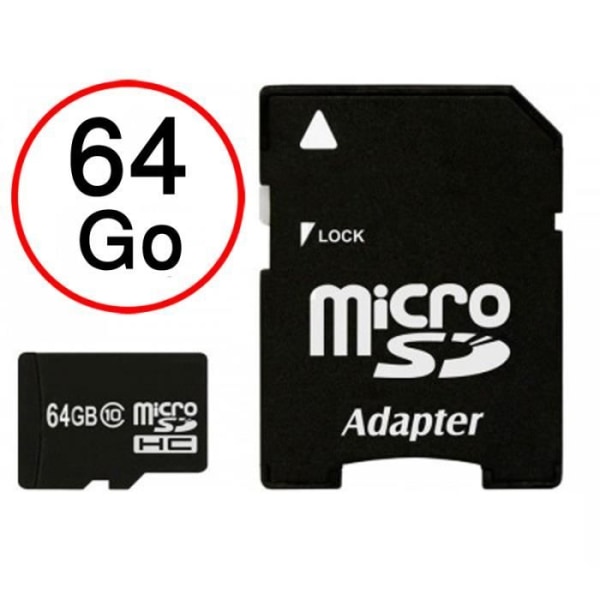 Wiko Jerry 2 64 GB Micro-SD-minneskort + kvalitetsadapter från PH26®