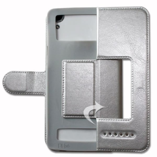 Condor Allure M3 olåst 4G-smartphoneskärm: 6,2'' Extra Slim Silver Folio Case X 2 Kvalitetsfönster i ekoläder