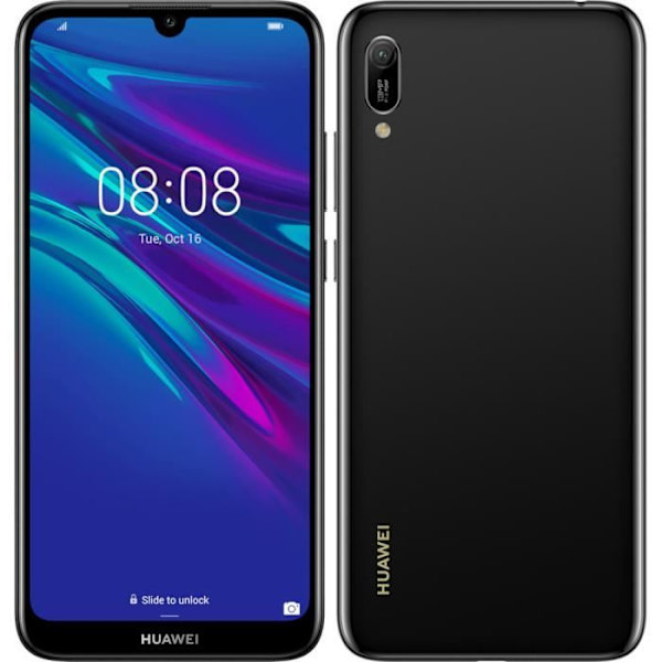 Etui til Huawei Y6 2019 Extra Slim X2 Windows i kvalitets øko læder med magnetlukning og synlige syninger - BLÅ