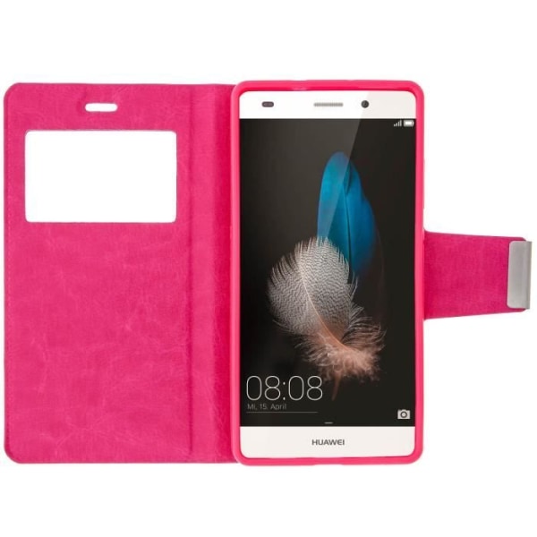 Housse Etui Folio - Huawei - P8 Lite - Rosa - Syntetiskt läder - Semi-hård Rosa