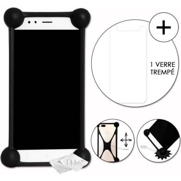 Coque Bumper og Tempered Glas - TCL - 10 Plus - Stødsikker - Forstærkede hjørner - Moderne design Svart
