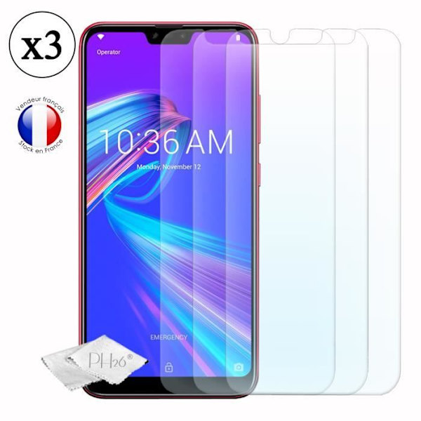 Super Pack til Asus Zenfone Max Shot Bagcover i læderstil med anti-shock gel silikonekonturer + 3 skærmbeskyttelsesfilm