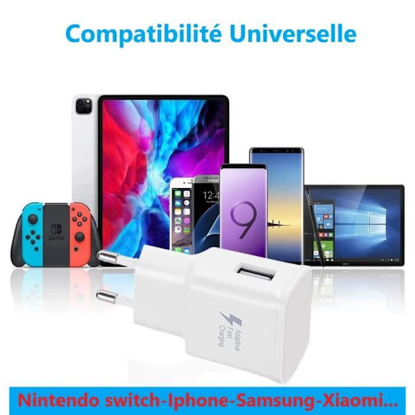 Ultra Hurtig Oplader - TCL - 403 - 3A - Micro-USB Kabel - Sikker Vit