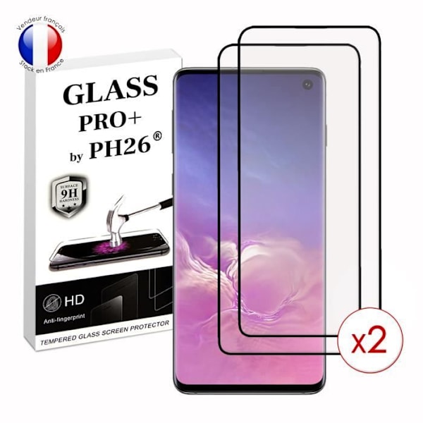 Paket med 2 HELA skyddsfilmer för Samsung Galaxy S10 i ultrabeständigt härdat glas (maximal hårdhet) Vit