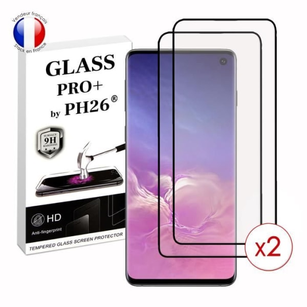 Pakke med 2 FULD beskyttelsesfilm til Samsung Galaxy S10 i ultra-resistent hærdet glas (maksimal hårdhed) Vit