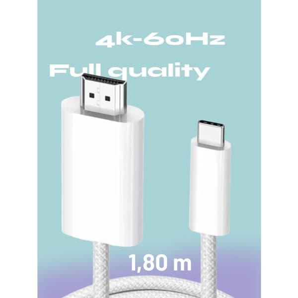 USB-C til HDMI-kabel - PH26 - Model C7x - 4K/60Hz - Vævet nylon - Længde 1.8m
