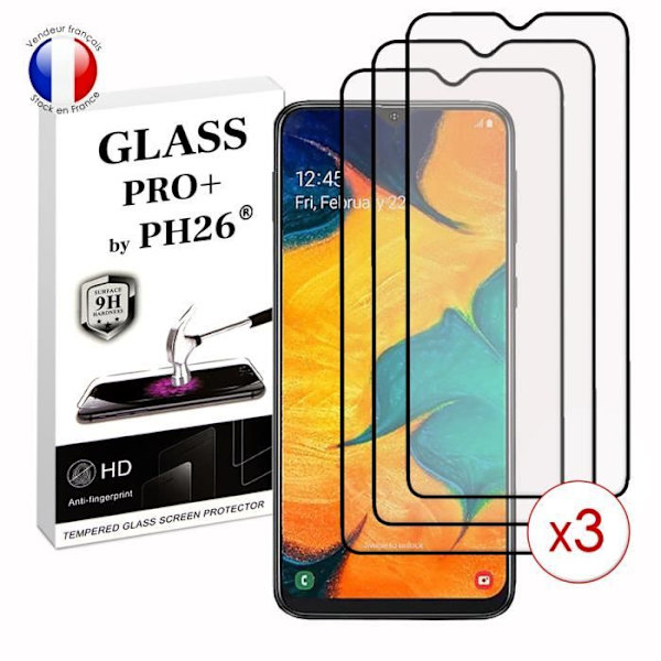 Pakke 3 FULD beskyttelsesfilm til Samsung Galaxy A40s i ultra-resistent hærdet glas (maksimal hårdhed) Vit