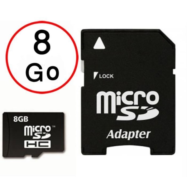 Alcatel Flash (2017) 8GB Micro-SD-minneskort + kvalitetsadapter från PH26®
