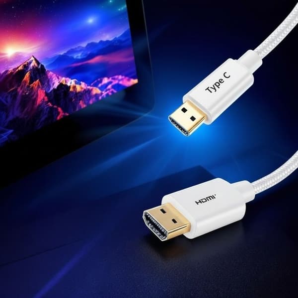 PH26 USB-C till HDMI-kabel [4K/60Hz] nylonflätad kompatibel med Infinix Note 40 Pro Full HD/3d – längd 1.8m