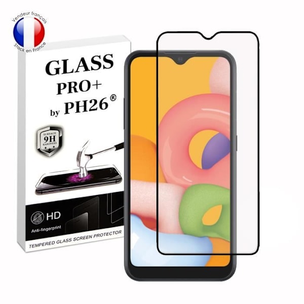 FULL skyddsfilm för Samsung Galaxy A01 i ultrabeständigt härdat glas (maximal hårdhet) Vit