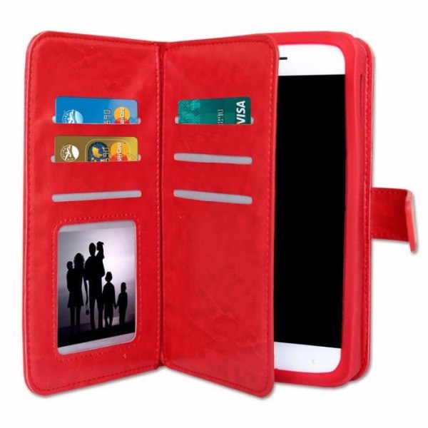 Etui husk folio - PH26® - Danew Konnect 501 - Øko-læder rød - Universal - Magnetisk flap Röd