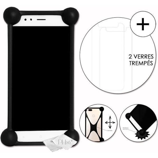 Super Pack för Doogee S88 Pro Stötsäker stötfångarfodral för + 2 skyddande härdade glasögon MAXIMAL hårdhet - SVART