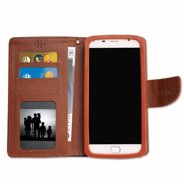HTC Desire 650 Foliocover i sort og brunt tekstureret læderstil med kortholder fra PH26® svart och brun