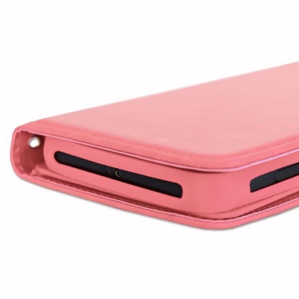 Foliofodral för Wiko Y50 eco-läder plånbok format - dubbel invändig flik korthållare magnetisk stängning - ROSA