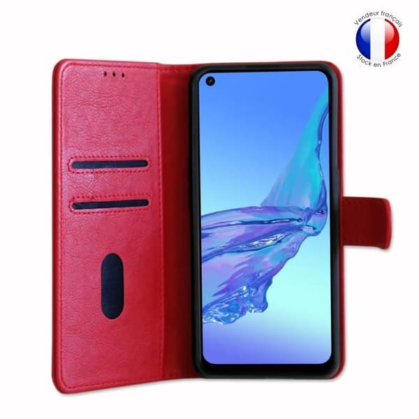Plånboksfodral - Oppo - Reno A53 - Rött läder - Videostöd - Magnetisk Röd