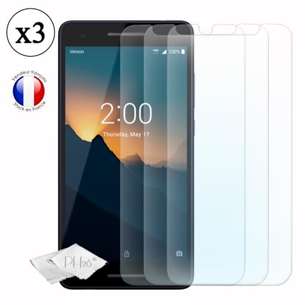 Super Pack til Nokia 2V Læder-stil bagcover med anti-shock silikone gel konturer + 3 glas skærmbeskyttere