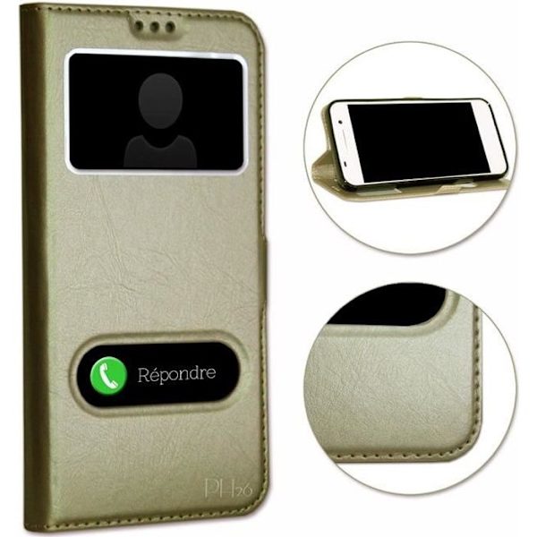 Fodral till Wiko View 4 - Wiko - Extra Slim - Ekologiskt läder - Magnetisk stängning - Guld Guld Guld