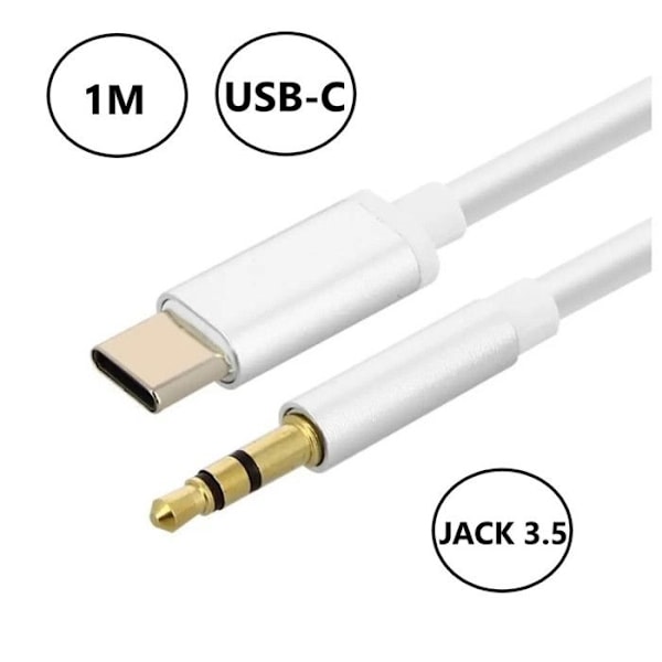 USB Type-C til 3,5 mm jack-adapterkabel til Oppo Reno 12 Global Plug and Play-kabel til dit headset, bilradio...