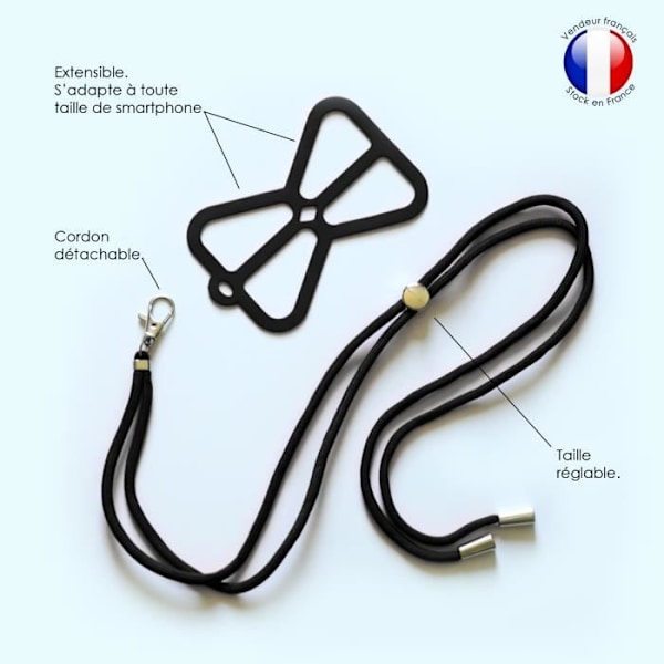 Coque silikone kompatibel med Samsung Galaxy J7 Prime 2 stødabsorberende med justerbar halsrem - SORT