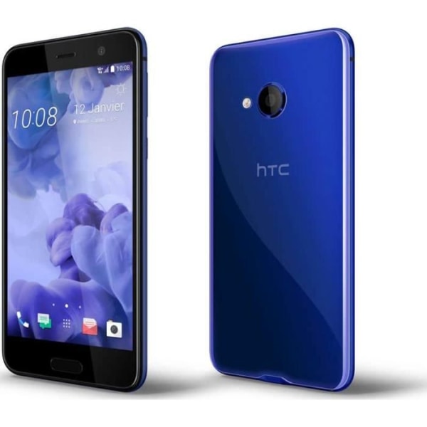 HTC U PLAY Dedikerat svart folioskydd med läderliknande fönster med synliga sömmar från PH26®