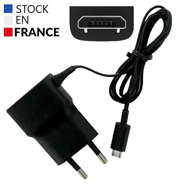 2000 mA:n verkkolaturi (seinäpistorasia) mikro-USB-liittimellä Wiko View 3 Lite -sovellukselle erittäin tehokas ja nopea 2000 mA Svart
