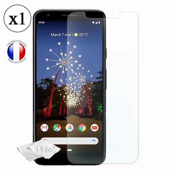 Google Pixel 3a Skærmbeskytter i hærdet glas med høj gennemsigtighed, ultra resistent, ultra slank, anti-mærker, nem installation