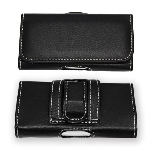 Elephone Ivory kvalitetsbältesväska med svart kornigt läder med klämma + ögla, magnetisk stängning och