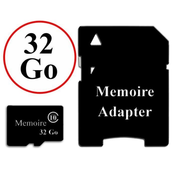 Hukommelseskort i Micro-SD-format 32 GB klasse 10 + Adapter til Archos Diamond Gamma by PH26®