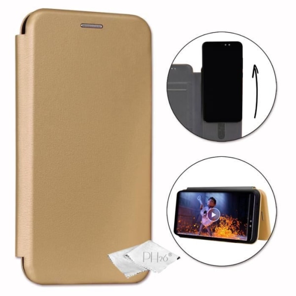 PH26® Folio kortholder etui i guldkornet øko-læder til Samsung Galaxy J7 Duo (2018)