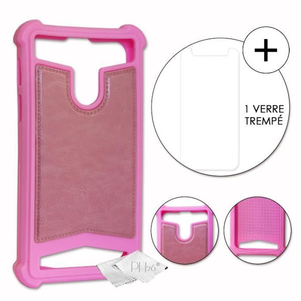 Super Pack for Archos Access 57 Nahkatyylinen takakotelo iskunkestävällä silikonigeelillä + 1 näytönsuoja sisään