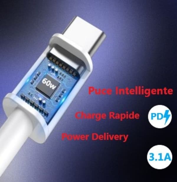 Latauskaapeli - PH26 - USB C USB C:hen - 1 metri - 3.1A PD - Yhteensopiva Sharp Basio Active2