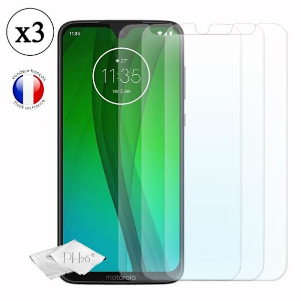 Super Pack för Motorola Moto G7 plus Bakfodral i läderstil med anti-chock silikongelkonturer + 3 skärmskyddsfilmer