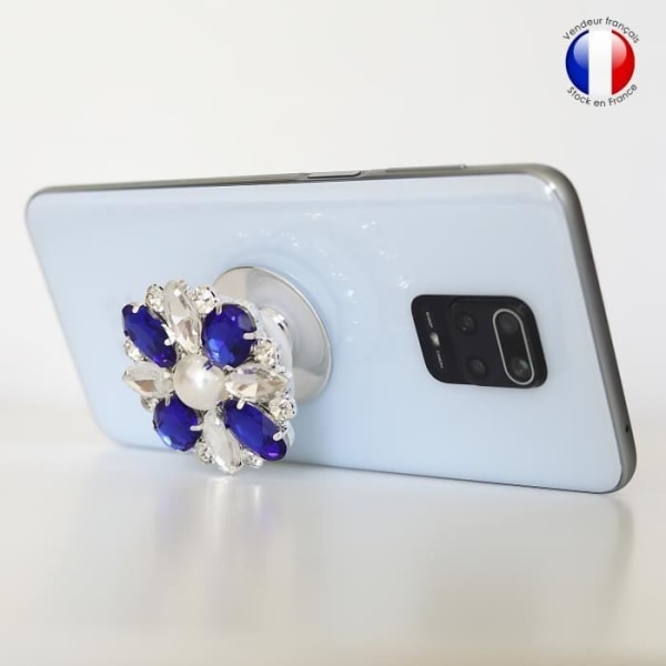 Vikbar mobiltelefonhållare för Realme 5 Super Diamond Design - Blå &amp; Vit Diamant