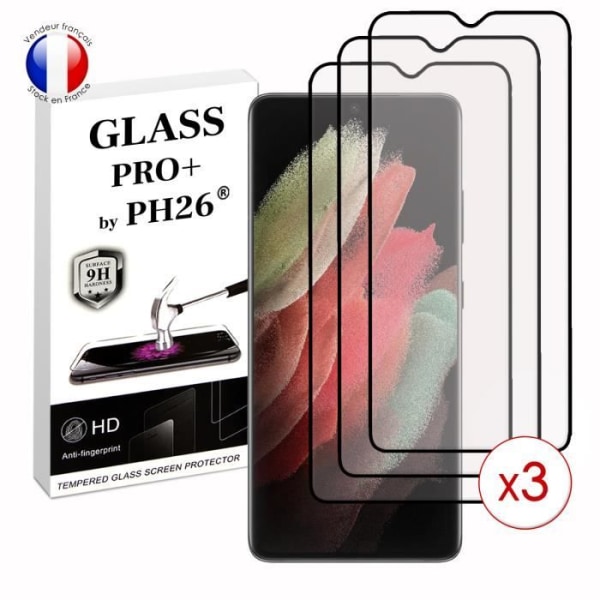 Paket med 3 HELA skyddsfilmer för Samsung Galaxy S21 Ultra i ultrabeständigt härdat glas (maximal hårdhet) Vit